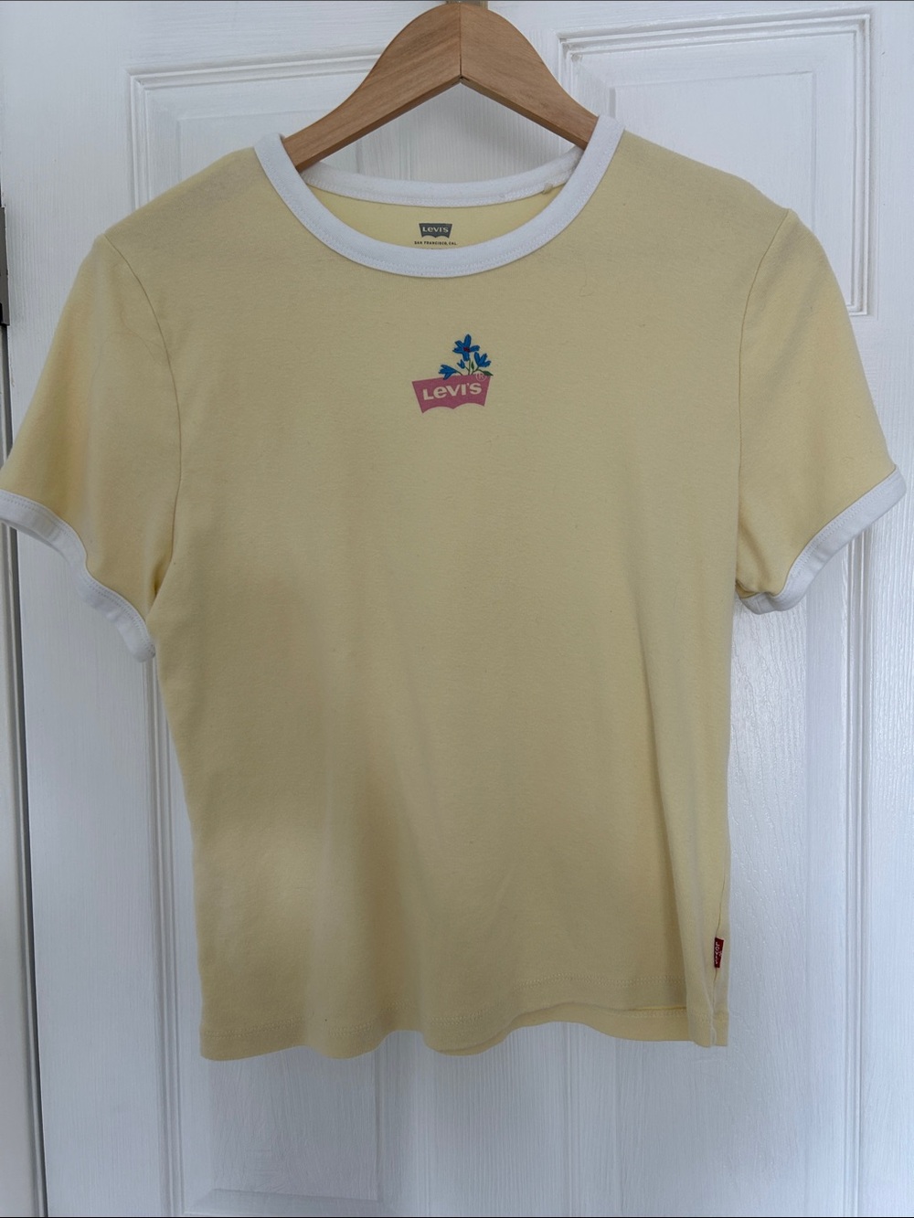 Levi's Yellow Ringer Baby Tee SZ XL